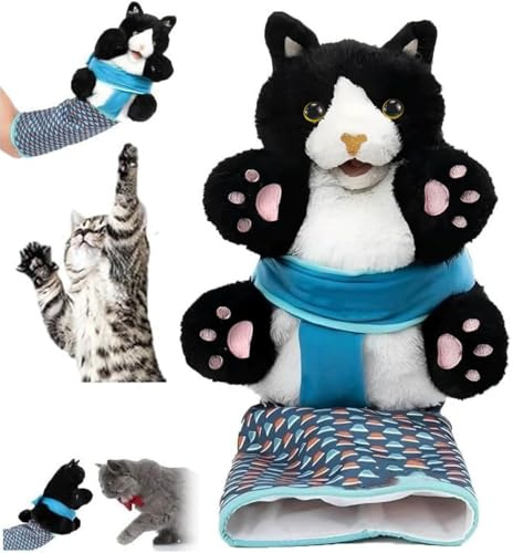 oyeftp katzenspielzeug, Katzen Wrestling Handschuh, Interaktives Katzenspielzeug, Handpuppe Katze Kuscheltier mit Robuster Polsterung, Katzen Plüschpuppe Katzenspielzeug Kitten Sicheres Spielen