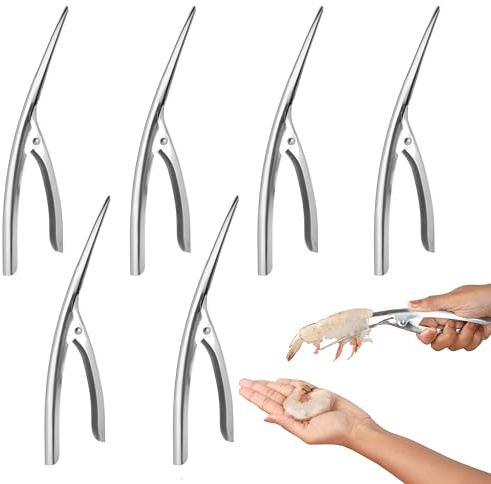 Belle Vous Hummerbesteck Set 5er - Garnelenschäler - Schäler Edelstahl - Werkzeug für Meeresfrüchte - Sparschäler - Hummerzange - Garnelen Messer - Multi Schäler - Schneckenbesteck