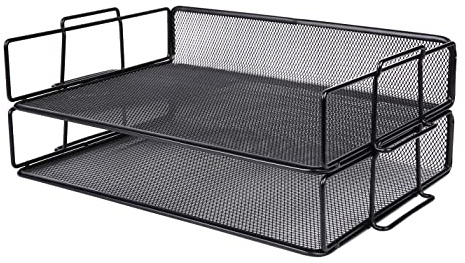 Exerz Briefablagen 2tlg/ Papiersortierer/Schreibtisch multifunktionaler Organiser/Dateihalter für Büro, Schule, Studie, 2-In-1-Schublade, Raumwunder (Schwarz)