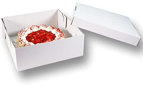 100 Tortenkartons 32x32x12cm 2teilig | Kuchen Transportbox aus Pappe für Torten und Kuchen | Praktische Kuchenkartons oder Cake Box | Die Kuchenbox aus stabiler Pappe als Kuchen Verpackung