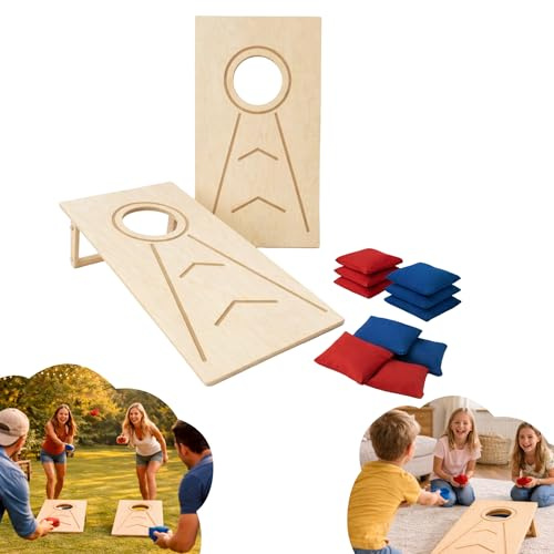 Cornhole PartySpiele Outdoor Indoor, Strandspiel | Wurfspiel für Kinder und Erwachsene Inklusive Säckchen – 1 × Cornhole Boards & 2 × 5 Cornhole Säckchen