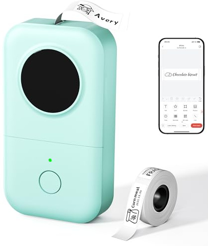 Phomemo D30 Etikettiergerät: Bluetooth Beschriftungsgerät Selbstklebend Thermo - Etikettendrucker für Zuhause; Büro Zubehör; Namensaufkleber; Mini Label Printer Kompatibel mit iOS & Android - Grün