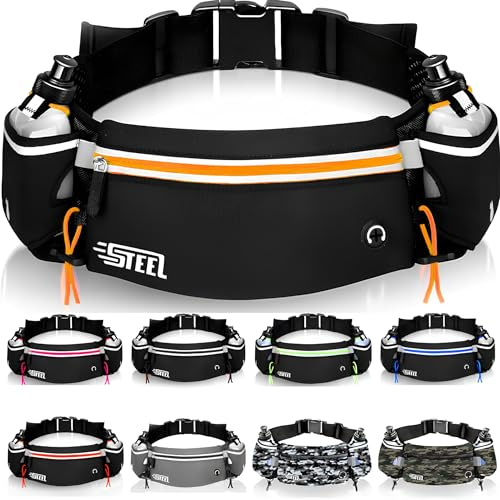 Laufgürtel Running Hydratation Running Belt, Bananentasche Flaschenhalter, wasserdichte und reflektierende Flasche für Trail Jogging Footing Wandern Radfahren, Geschenk Mann Frau (ORANGE)