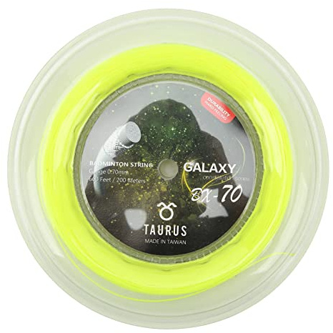 Buachois Badmintonschlägersaite, 200 M, Hochelastische Badmintonsaite, 0,7 Mm Haltbarkeit, Badmintonschnur Für Badmintonschläger, Federbälle(Gelb)