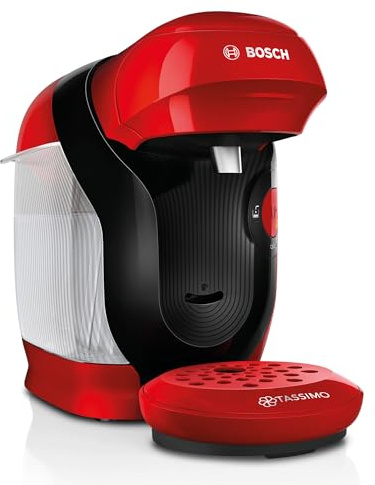 Bosch Tassimo Style friendly Kapselmaschine TAS113E, über 70 Getränke, geeignet für alle Tassen, vollautomatisch, nachhaltig, platzsparend, 1400 W, rot