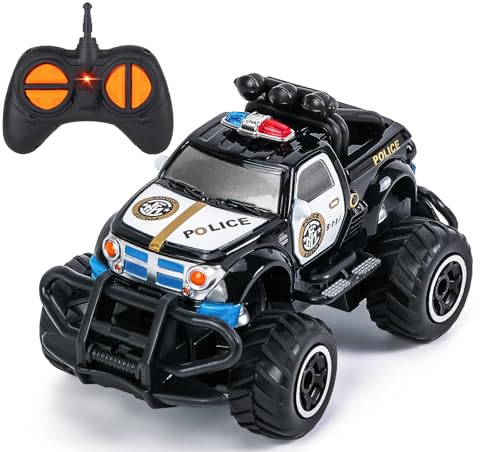 Highttoy 2.4GHz Ferngesteuertes Polizei Auto Kinder ab 2 Jahre, Schwarz | Einfache Steuerung, Helle Bodenbeleuchtung, 2.4GHz Störungsschutz, Stoßfestes Ferngesteuertes Auto Spielzeug ab 2 Jahre