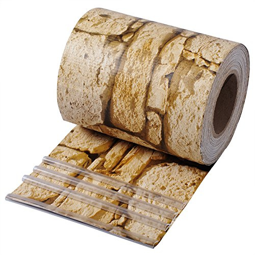 WOLTU Sichtschutzstreifen für doppelstabmatten 450 g/m² PVC, Doppelstabmattenzaun Blickdicht Wetterfest Windschutz 19cm x 35m, Sichtschutz zaun für Garten Balkon inkl.25 Befestigungsclips, Sandstein