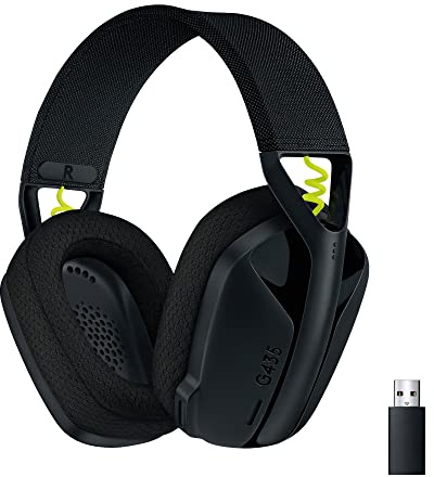 Logitech G G435 LIGHTSPEED, Kabelloses Gaming-Headset mit Bluetooth,Leichte Over-Ear-Kopfhörer, integrierte Mikrofone, 18 Stunden Akkulaufzeit, Dolby Atmos, PC,PS4,PS5,Nintendo Switch/Switch 2-Schwarz