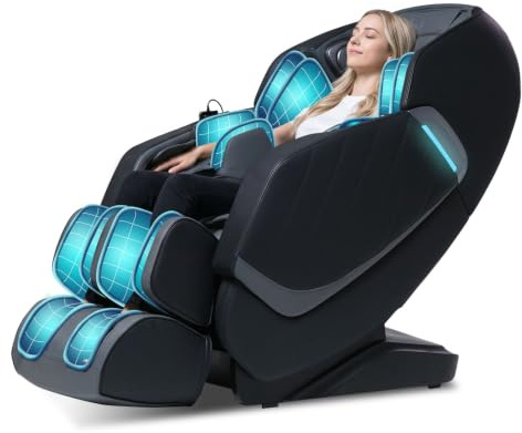 RelaxRelife Massagesessel mit SL-Schiene & Zero Gravity (Schwarz) | Ganzkörpermassage, 3D Massage, Intelligent Body Scan Detection, Fußmassage, Rückenwärme, Bluetooth Lautsprecher