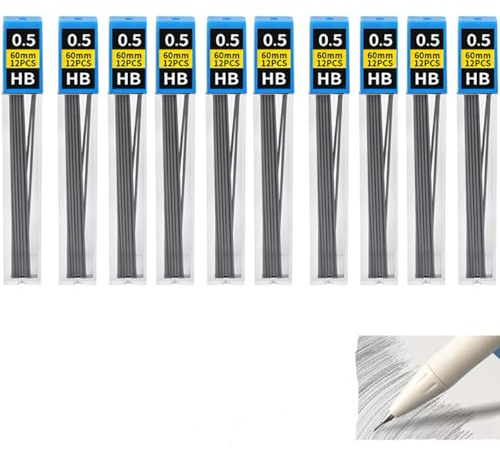 Hawfund Bleistiftminen 0,5 mm HB, bruchsichere Minen mit 2 Radiergummis, flüssiges und präzises Schreiben für Druckbleistifte, ideal für Büro, Schule und Zuhause