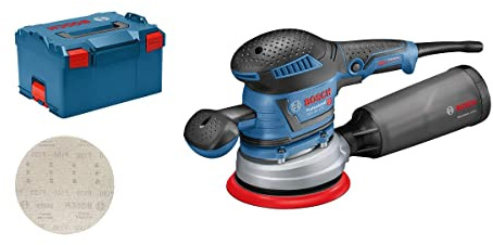 Bosch Professional Exzenterschleifer GEX 40-150 (inkl. Staubbox, Schleifteller-⌀ 150mm, Netzschleifblatt M480, Winkelschraubendreher, L-BOXX)