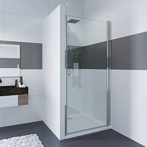 IMPTS Duschtür 90cm Pendeltür Dusche Nischentür Drehtür Einzeltür Duschabtrennung Glas Schwingtür Nische,185cm Höhe