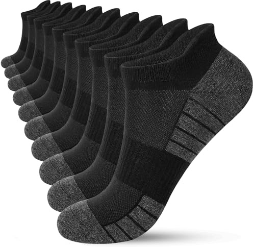 HIYATO 10 Paar Sneaker Socken Herren Damen, Atmungsaktive Sportsocken, Baumwolle Kurz Laufsocken