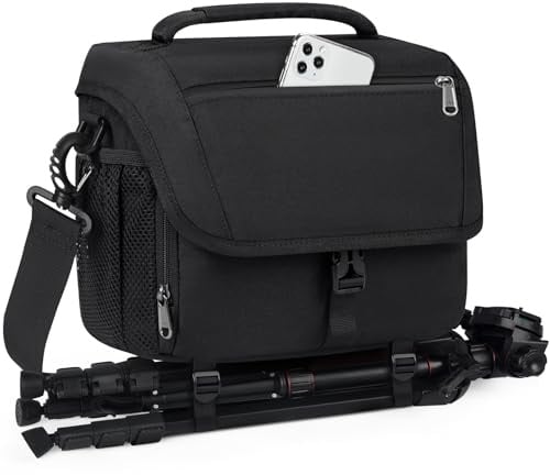 RAINSMORE Kameratasche Spiegelreflex DSLR SLR Fototasche Groß mit Regenschutzhülle Taschen für Fotografen Kamera Objektive Zubehör Schwarz