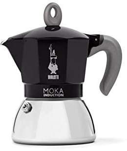 Bialetti - Moka Induction, Moka-Kanne, Geeignet für Alle Herdarten, 4 Tassen Espresso (150ml), Schwarz