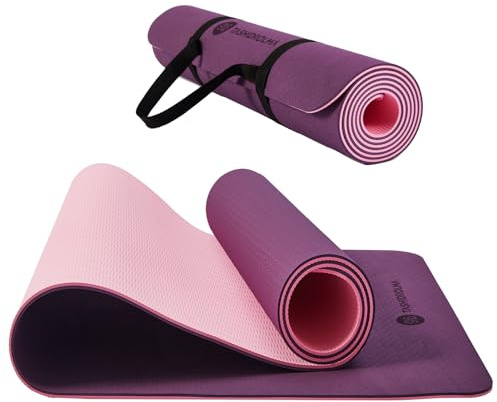 TASHIDROLMA Yogamatte Rutschfest, Gymnastikmatte Mit Tragegurt, Sportmatte Für Fitnessstudio, Zuhause, Reisen, 183x61cm