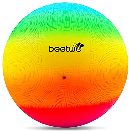 Bouncy Kickball, PVC Kinder Spielball, Mehrfarbig Regenbogen Ball Kinder, Fußball Softball, Kinderball für Drinnen und Draußen (8,5 Zoll) - Regenbogen