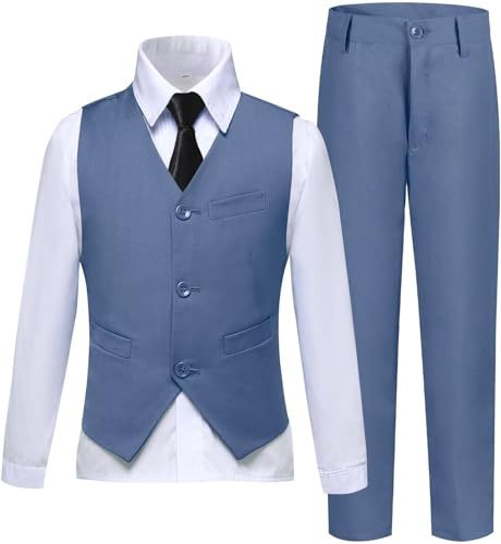 Laimi Duo Jungenanzug für Kinder, Smoking für Jungen, Kleinkind, Weste, Hose, Set, Ringträger, Outfit, Kleid, Kleidung