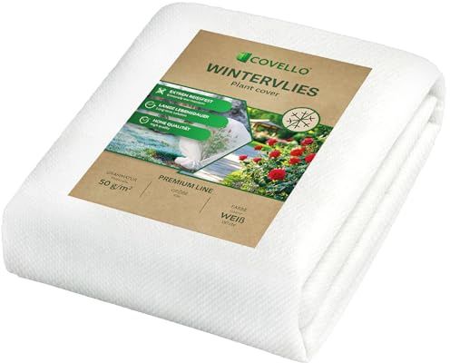 Covello Winterschutz für Pflanzen außen – Wintervlies 50g/m² – Winterschutzvlies für Kübelpflanzen – Gartenvlies Frostschutzvlies 32m² (20m x 1,6m) – Reißfest, UV-beständig – Frostschutz Pflanzen