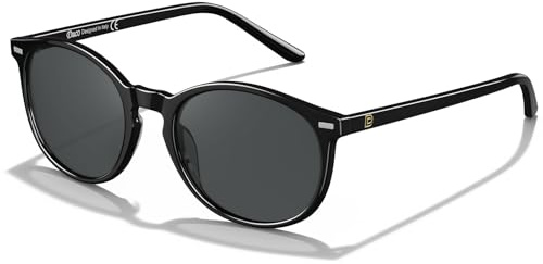 DUCO Retro Polarisierte Damen Sonnenbrille Vintage UV400 Schutz Sonnenbrillen Leichtgewicht Acetat Rahmen 1230 (Schwarz)