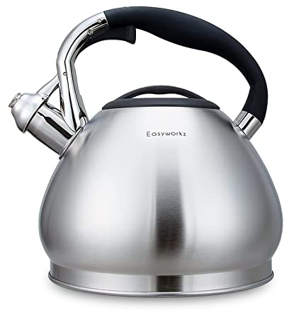 Easyworkz Wasserkessel Induktion Pfeifkessel aus Edelstahl, 3.0 l Teekessel für alle Kochplatten, Flötenkessel mit Hitzebeständiger und rutschfester Griff, Wasserkocher für Tee Kaffee