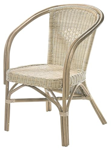 Kobolo Rattansessel Valencia Korbsessel Korbstuhl mit Armlehne - Natur