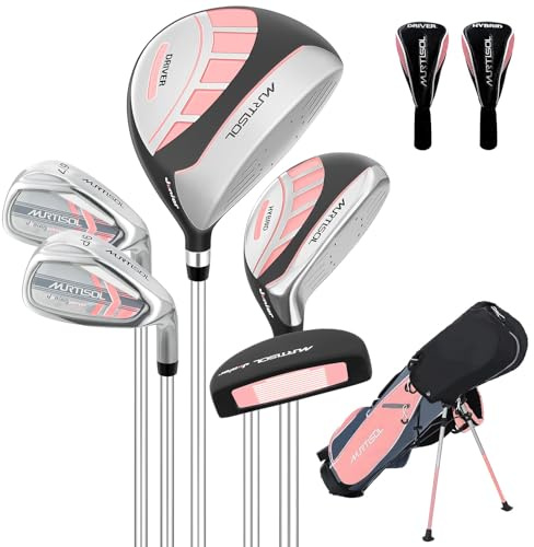 XDriveMax 6 Teilige Komplettes Golfschläger Set, Golf Set Inklusive Stand Bag, 1# Drive, 5# Hybrid, 6/7#, 9/P# Eisen und Putter Rechtshänder