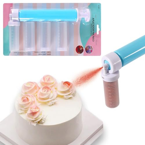 TAIHE Airbrush für Kuchen, manuelle Airbrush mit 4 verstellbaren Sprühflaschen, zum Dekorieren
