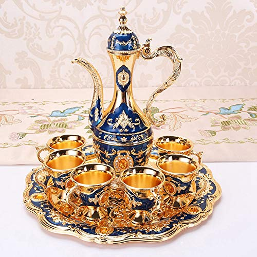 Kaffeetassen Türkisch, Vintage Teekanne Türkisch Teeservice Orientalisch Set Teetasse Royal Metall Teegläser Set Samowar Russisch Kaffekanne Marokkanische Mokkatassen für Home Coffee Tea Party