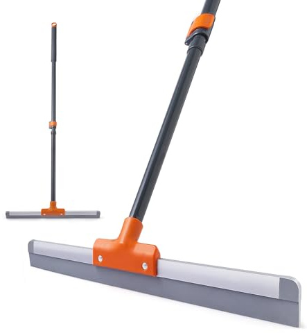 CLEANHOME Abzieher Dusche,43cm breit Gummiabzieher für Boden | Wasserschieber Bodenabzieher mit 138cm stiel zur Reinigung von Wasserflecken、Staub auf Boden in Badezimmern Terrasse