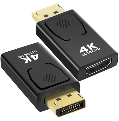 Vemfay 4K Displayport auf HDMI Adapter, 2 Stück Unidirektional DP zu HDMI, 4K@30Hz/ 2K@60Hz/ 1080P@120Hz, Adapter Displayport auf Hdmi Kompatibel mit Laptop, Projector, Monitor, TV, AMD, GPU