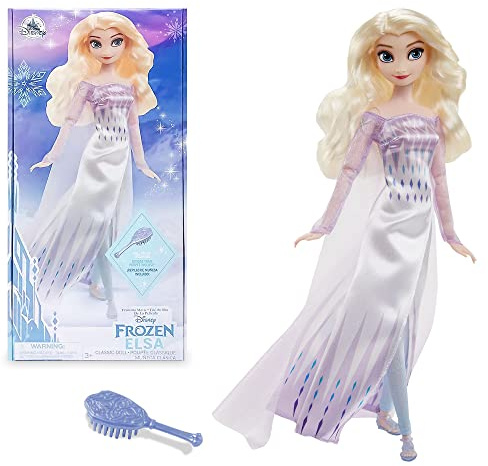 Disney Store Offizielle Puppe von ELSA, der Schneekönigin, für Kinder, Die Eiskönigin 2, 29 cm, vollbewegliche Puppe mit silberfarbener ausgearbeiteter Haarbürste, geeignet ab 3 Jahren