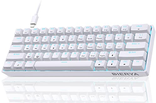 Dierya DK61se Gaming Tastatur,60% Prozent Mechanische Tastatur mit Red Linear Switch,Ultra-Compact Mini 61 Tasten Anti-Ghosting,Typ-C-Datenkabel,US Layout für PC Windows Gamer Typist,Weiß