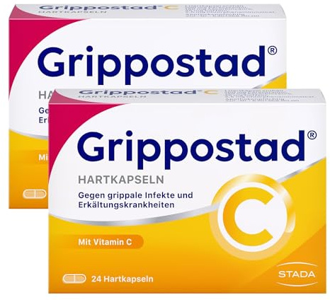 Grippostad C Hartkapseln zur schnellen Linderung von Reizhusten, Schnupfen, Kopf- und Gliederschmerzen und Fieber bei Erkältung und grippalen Infekten - 2 x 24 Hartkapseln