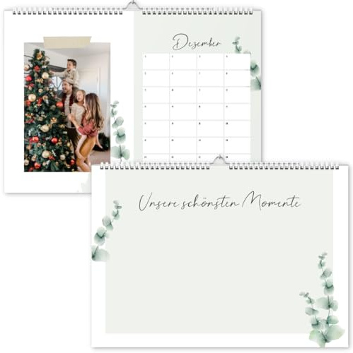 Fotokalender zum selbstgestaltet | DIY Bastelkalender ohne Jahr | A4 Wandkalender für Fotos | Kalender zum Selbstgestalten Eucalyptus Design | Geschenk Weihnachten (Fotokalender Eucalyptus)