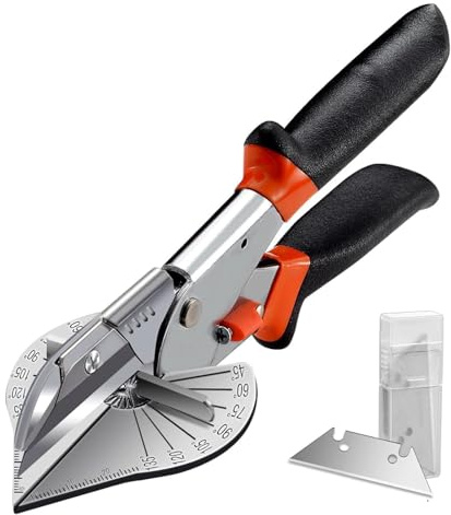 Nityunn Multi-Winkel Gehrungsschere, 45-135 Grad Schneidwerkzeug, Multifunktionale Kabelkanal-Schere für PVC, Holz, Kunststoff, mit 2 Ersatzklingen