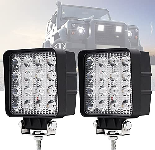 Dinfu led Arbeitsscheinwerfer 2pcs led Scheinwerfer 12V Zusatzscheinwerfer | 4800LM LED strahler 6000K IP68 Spot & Flood Quadrat Traktor Fernlicht für LKW J-eep ATV UTV SUV KFZ 4x4 Gabelstaplerlicht