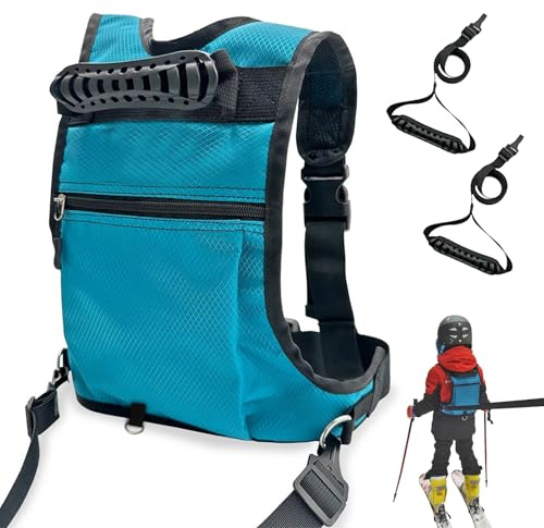 Snowboard Trainingsharnisch für Kinder,Anfänger Ski Trainingsrucksack Skateboarding Skifahren Eislaufen Training Geschirr,Ski und Snowboardgurt für Kinder mit Mini Rucksack und Einstellbarer Kordelzug