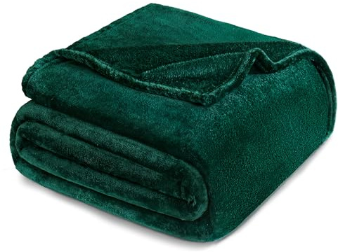 Exclusivo Mezcla Kuscheldecke Fleece Decke für Couch, Superweiche und Warme Sofadecke Wohndecke für Ganzjahreszeit, Plüsch und Leicht, 150 x 200 cm, Dunkelgrün