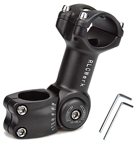 Fahrrad Vorbauten Riser,FahrradLenker Extender 0~60 Grad Einstellbar, MTB Mountain Fahrrad Vorbau Aluminium Legierung Caliber Riser, Schwarz (31.8 * 110mm)