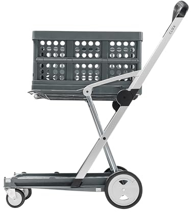 CLAX® Multifunktionaler Faltwagen | mobiler Klappwagen | Einkaufswagen mit Aufbewahrungskiste | Plattformwagen (grau)
