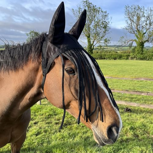Ruggles Fliegenfransen mit Netzohren für Pferde und Ponys, Schwarz (Full)
