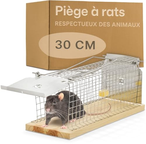 Praknu Rattenfalle Lebendfalle 30 cm – Rattenkäfig – Mausefalle Lebend | Tierfreundlich & wiederverwendbar aus FSC-Holz, sofort einsatzbereit, für Ratten, Wühlmäuse & Siebenschläfer