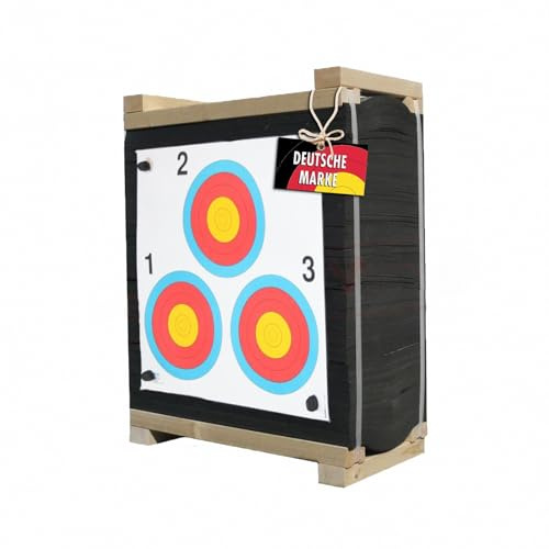 Target TECH Rhino Zielscheibe 60x60x30 cm [*]– Schaumscheibe mit Lamellen für Bogenschießen & Armbrust bis 225 lbs – selbststehend, pfeilschonend, robust