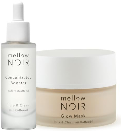 mellow NOIR Anti-Falten Nachtpflege Duo - Hyaluronserum mit täglicher Nachtcreme - Sofort Straffend, Reduziert sichtbare Poren & Rötungen - Für eine ebenere Haut - Vegan - zertifizierte Naturkosmetik