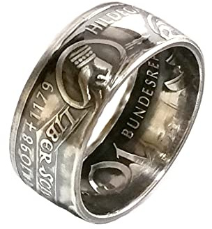Münzring 10 Mark 1998 Hildegard von Bingen Silber 925er Ring Größe 56 bis 72