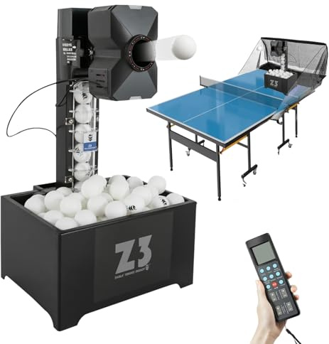 JAYEUW Tischtennisroboter Ping Pong Ballmaschine Automatische Tischtennis Ballmaschine mit Netz Ping Pong Roboter Tischtennis Trainer für Training und Übung mit Fernbedienung