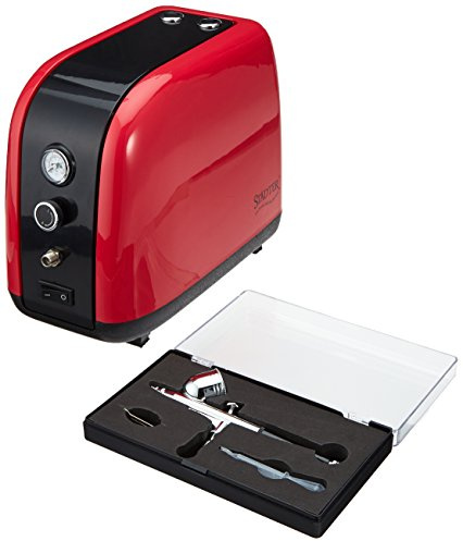 Städter Airbrush-Kompressor Set, 10-teilig, Kuchendekoration mit Pistole & Luftschlauch, 3–4 bar, 25 x 14 x 20,5 cm, für Fondant, Torten und Gebäck
