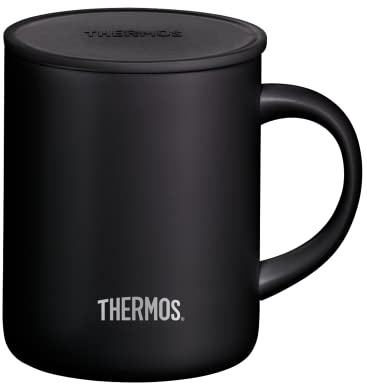 Thermos Edelstahlbecher Longlife Cup 350ml, Tasse Edelstahl schwarz mit auflegbarem Deckel, Kaffeebecher hält Getränke länger heiß, ideal für Büro oder Camping - 4071.232.035