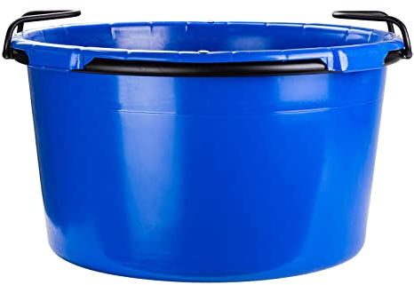 DEMA Baukübel 90L, Kranbar, Mörtelkübel, Zementkübel, Mörtelwanne, robust, stabil, Mörtelkasten für Baustelle, Mischen, Transport, Zementwanne, Kunststoff, kranfähig, Bauzubehör